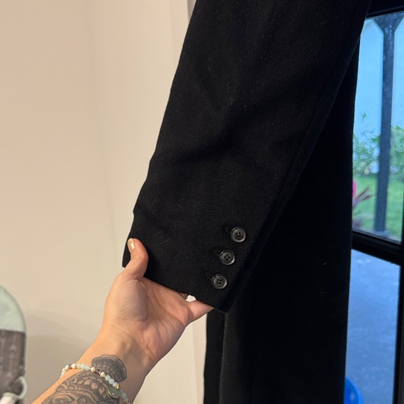 Calvin Klein Black Wool Coat - fox Fur trim hood size 12 / L (best for Tall) - Picture 9 of 12